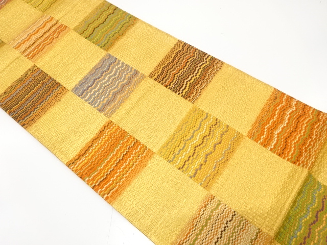 JAPANESE FUKURO OBI / UNUSED / WOVEN CHECKERED